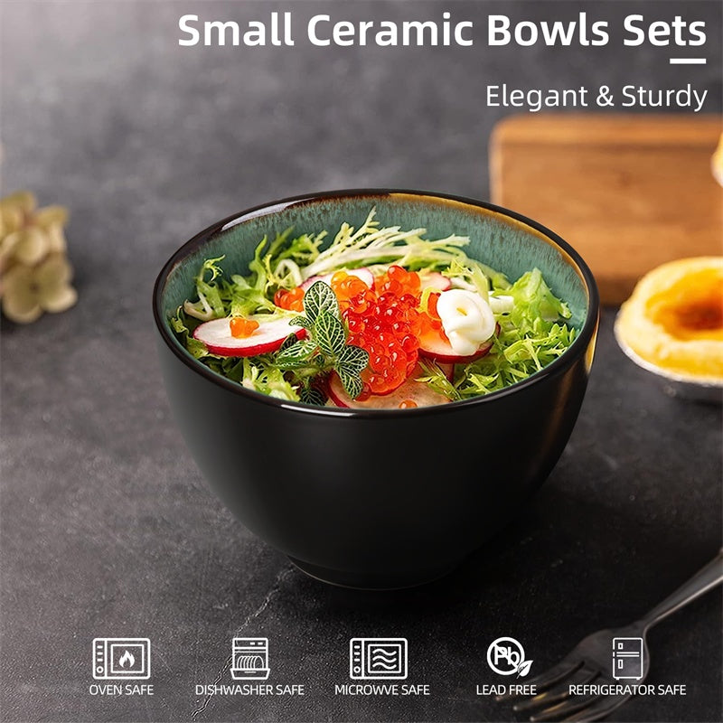 Creative Western Food Kiln Change Peacock Green Bowl 24oz Bowl Set Of 4 For Cereal, Salad, Pasta, Soup, Dessert, Serving Dishwasher, Microwave And Oven