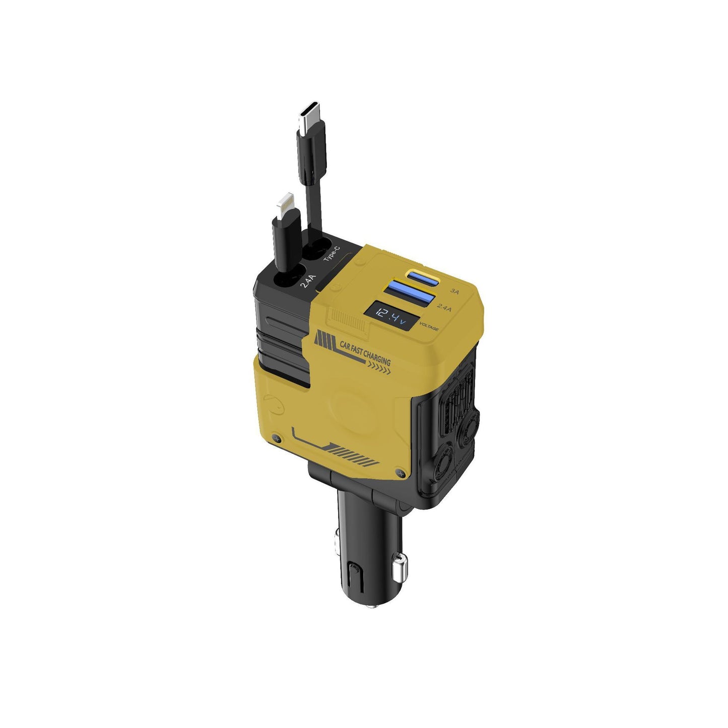 Car Charger Fast Charging And Retractable Four-in-one Cigarette Lighter