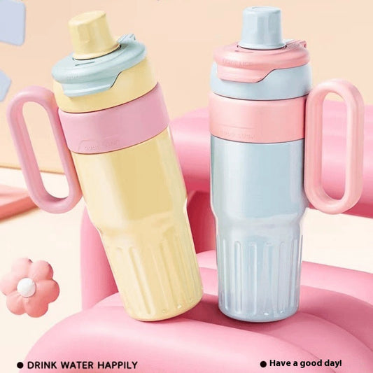 Good-looking Straw Large Ice Cup Double-layer Vacuum