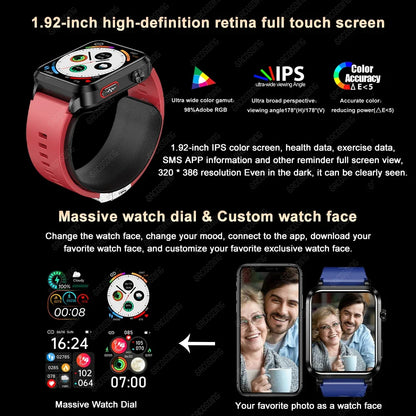 S11 1.92 inch HD Screen Air pump+Airbag Detachable Smart Band ECG Blood Glucose Blood Lipid Measurement AI Medical Diagnosis Heart Rate Blood Pressure Blood Oxygen Monitor Sleep Monitoring Multi-sport Modes Music Playback Smart Watch