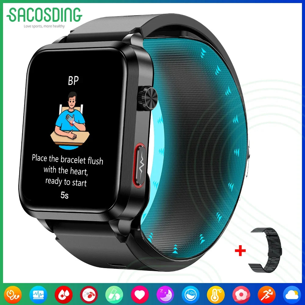 S11 1.92 inch HD Screen Air pump+Airbag Detachable Smart Band ECG Blood Glucose Blood Lipid Measurement AI Medical Diagnosis Heart Rate Blood Pressure Blood Oxygen Monitor Sleep Monitoring Multi-sport Modes Music Playback Smart Watch