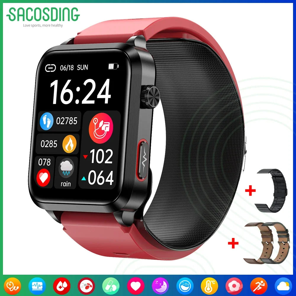 S11 1.92 inch HD Screen Air pump+Airbag Detachable Smart Band ECG Blood Glucose Blood Lipid Measurement AI Medical Diagnosis Heart Rate Blood Pressure Blood Oxygen Monitor Sleep Monitoring Multi-sport Modes Music Playback Smart Watch