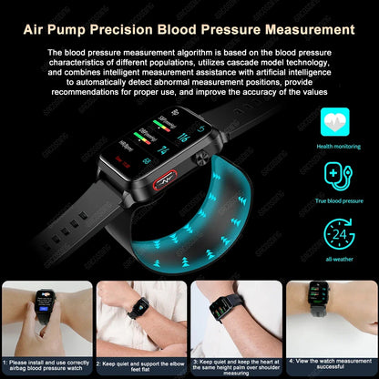 S11 1.92 inch HD Screen Air pump+Airbag Detachable Smart Band ECG Blood Glucose Blood Lipid Measurement AI Medical Diagnosis Heart Rate Blood Pressure Blood Oxygen Monitor Sleep Monitoring Multi-sport Modes Music Playback Smart Watch